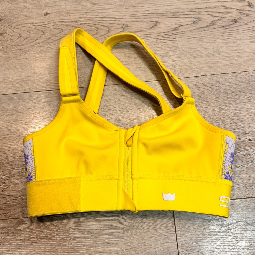 SHEFIT Yellow Front Zip Sports Bra High Impact Support Womens XSmall XS